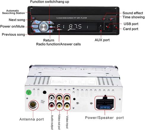 Single Din Car Stereo Apple Carplay and Android Auto 1 Din 7 inch Flip Out Touchscreen Car Radio with Bluetooth and Mic in Kuwait
