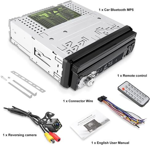 Single Din Car Stereo Apple Carplay and Android Auto 1 Din 7 inch Flip Out Touchscreen Car Radio with Bluetooth and Mic in Kuwait