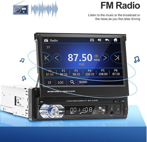 Single Din Car Stereo Apple Carplay and Android Auto 1 Din 7 inch Flip Out Touchscreen Car Radio with Bluetooth and Mic in Kuwait