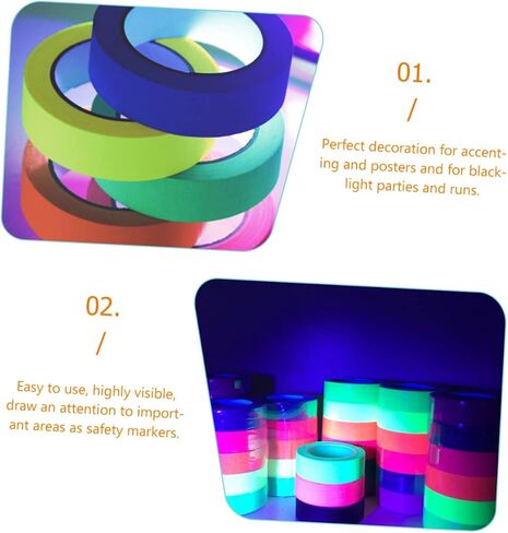 6Rolls Fluorescent Glow Tape Blacklight Reactive Gaffing Tape for Party Decorations for Stage Productions Art Crafts and Sports Events in Saudi Arabia