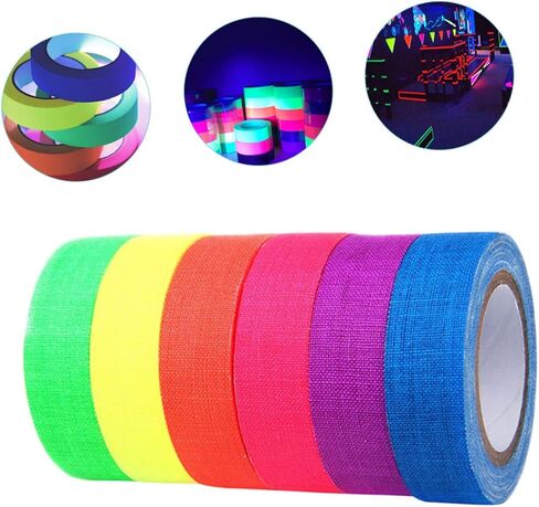 6Rolls Fluorescent Glow Tape Blacklight Reactive Gaffing Tape for Party Decorations for Stage Productions Art Crafts and Sports Events in Saudi Arabia