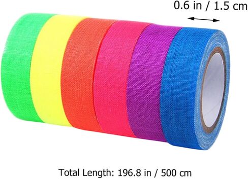 6Rolls Fluorescent Glow Tape Blacklight Reactive Gaffing Tape for Party Decorations for Stage Productions Art Crafts and Sports Events in Saudi Arabia