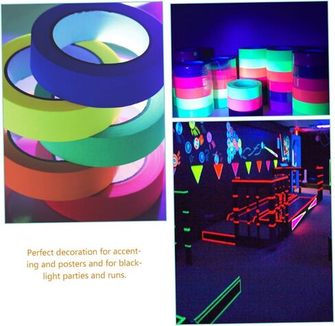 6Rolls Fluorescent Glow Tape Blacklight Reactive Gaffing Tape for Party Decorations for Stage Productions Art Crafts and Sports Events in Saudi Arabia