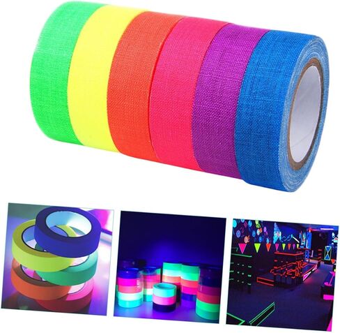 6Rolls Fluorescent Glow Tape Blacklight Reactive Gaffing Tape for Party Decorations for Stage Productions Art Crafts and Sports Events in Saudi Arabia