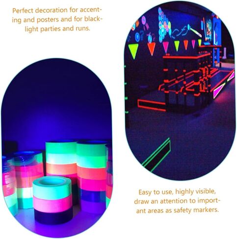6Rolls Fluorescent Glow Tape Blacklight Reactive Gaffing Tape for Party Decorations for Stage Productions Art Crafts and Sports Events in Saudi Arabia