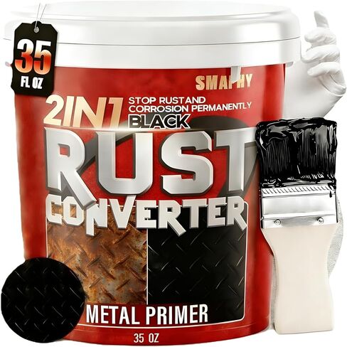 2-in-1 Rust Conveter Automotive & Metal Primer Black, Ultra Heat-Stable Rust Reformer & Rust Encapsulator Paint for Car, Trailer, Chassis, Ultra Protective Rust Neutralizer with Maximum Long-Term Protection, Permanently Stops Rust & Corrosion, Matte Black in Kuwait