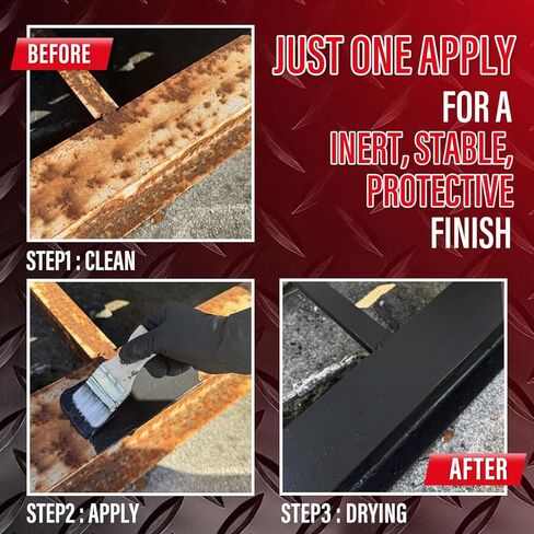 2-in-1 Rust Conveter Automotive & Metal Primer Black, Ultra Heat-Stable Rust Reformer & Rust Encapsulator Paint for Car, Trailer, Chassis, Ultra Protective Rust Neutralizer with Maximum Long-Term Protection, Permanently Stops Rust & Corrosion, Matte Black in Kuwait