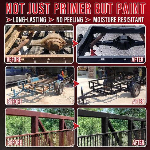 2-in-1 Rust Conveter Automotive & Metal Primer Black, Ultra Heat-Stable Rust Reformer & Rust Encapsulator Paint for Car, Trailer, Chassis, Ultra Protective Rust Neutralizer with Maximum Long-Term Protection, Permanently Stops Rust & Corrosion, Matte Black in Kuwait
