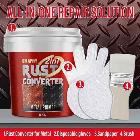 2-in-1 Rust Conveter Automotive & Metal Primer Black, Ultra Heat-Stable Rust Reformer & Rust Encapsulator Paint for Car, Trailer, Chassis, Ultra Protective Rust Neutralizer with Maximum Long-Term Protection, Permanently Stops Rust & Corrosion, Matte Black in Kuwait