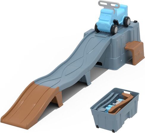 Up & Down Roller Coaster，Kids Ride On Toy，Toddler Push Car with Assembled Race Track & Storage Base Box, Indoor Outdoor Playset in Kuwait