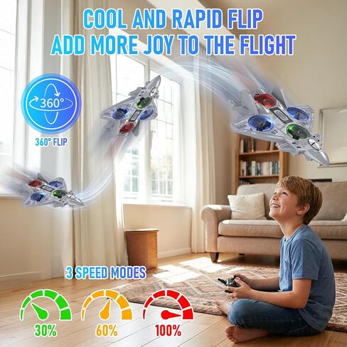 RC Plane Remote Control Airplane Drone for Kids Ages 8+, RC Planes Foam Airplanes for Adults Kids, Fighter Jet Toy with Lights 360°Flip and 3 Speed Modes, Airplane Toys Gifts for Teenage Boys in Saudi Arabia