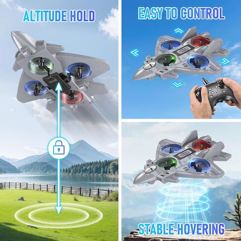 RC Plane Remote Control Airplane Drone for Kids Ages 8+, RC Planes Foam Airplanes for Adults Kids, Fighter Jet Toy with Lights 360°Flip and 3 Speed Modes, Airplane Toys Gifts for Teenage Boys in Saudi Arabia