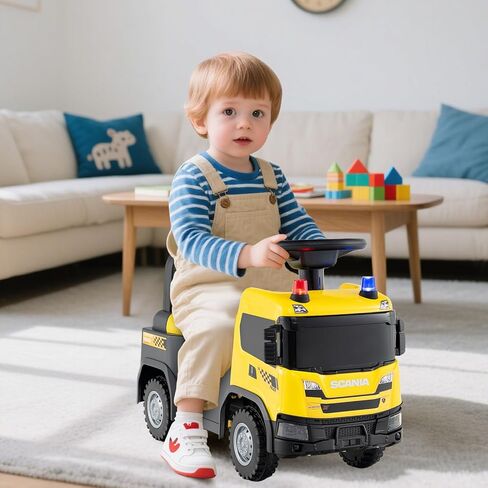 Costzon Ride On Push Car، شاحنة إطفاء سكانيا مرخصة للأطفال الصغار مع صفارات الإنذار، القرن، الموسيقى، الأضواء، تخزين تحت المقعد، سيارة منزلقة من القدم إلى الأرض، ألعاب ركوب للأطفال للأولاد والبنات بعمر 18 شهرًا فما فوق in Kuwait