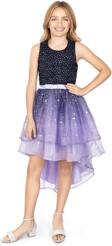 Speechless Girls' Sleeveless Maxi High Low Lace and Tulle Party Dress, Navy/Blush, 12 in Saudi Arabia