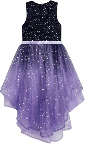 Speechless Girls' Sleeveless Maxi High Low Lace and Tulle Party Dress, Navy/Blush, 12 in Saudi Arabia