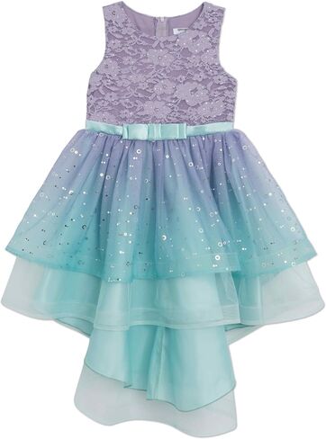 Speechless Girls' Sleeveless Maxi High Low Lace and Tulle Party Dress, Navy/Blush, 12 in Saudi Arabia