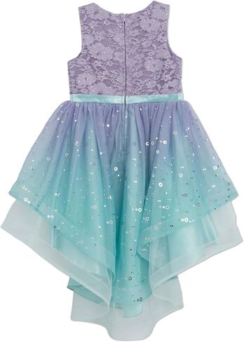 Speechless Girls' Sleeveless Maxi High Low Lace and Tulle Party Dress, Navy/Blush, 12 in Saudi Arabia