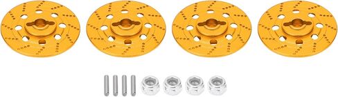 RC Car Brake Disc Set, Aluminum Alloy Wheel Hex Hub Brake Disc with M4 Lock Nuts, 32mm Lightweight Anodized Brake Disc for RC Road Racing, Compatible with D4 D5 XIS and TAMIYA TT01 (Gold) in Saudi Arabia