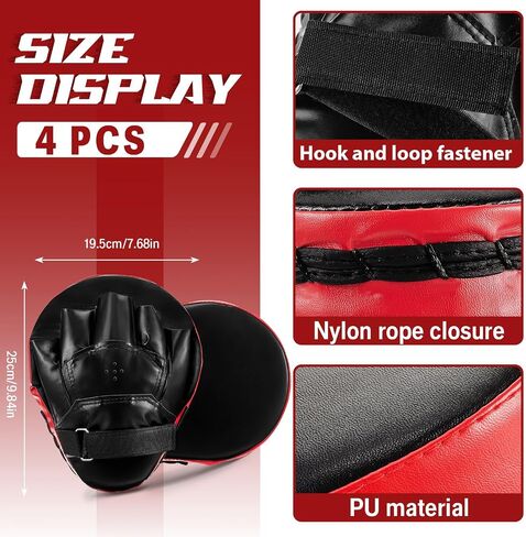 Boxing Set 2 Pairs 8 oz Boxing Gloves and 4 Pcs Pads Boxing Training Set Boxing Mitts and Pads Punching Mitts for Adults Kids Teens Kickboxing Karate Muay Thai MMA Training Martial Arts in Saudi Arabia