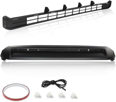 PIT66 Front Upper Hood Bulge Molding Glossy + Bumper Grille Fit Toyota Tundra 2014 2015 2016 2017 2018 2019 2020 2021 Hood Scoop 76180-0C030,761800C030C0,TO1231102, 531120C020,TO1036147 Black in Saudi Arabia