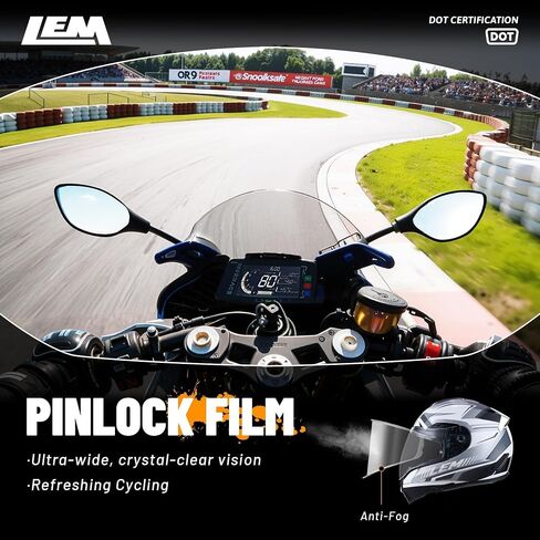 LEM Motorcycle Helmets Full Face, Helmets for Men DOT Certified, PINLOCK & DVS Dual Vision, Motorcycle Street Bike Helmet for Adults Fiberglass Shell Bluetooth Ready for Cruiser(Rally Navy, Size XL) in Saudi Arabia