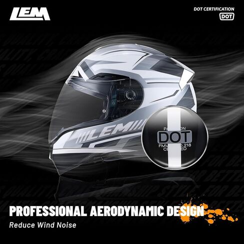LEM Motorcycle Helmets Full Face, Helmets for Men DOT Certified, PINLOCK & DVS Dual Vision, Motorcycle Street Bike Helmet for Adults Fiberglass Shell Bluetooth Ready for Cruiser(Rally Navy, Size XL) in Saudi Arabia