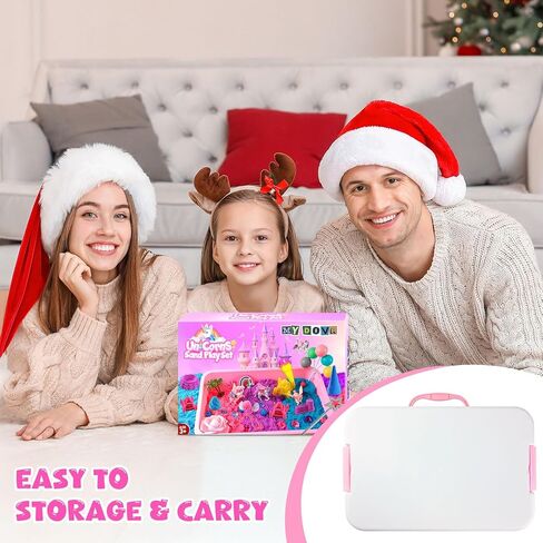 صندوق يونيكورن الحسي للفتيات، طقم فن الرمل السحري للأولاد والبنات مع صندوق الرمل، قوالب القلعة، 2.18 رطل 3 ألوان رمل، أفضل مجموعات ألعاب يونيكورن هدية عيد الميلاد للأطفال من عمر 3 سنوات فما فوق in Kuwait