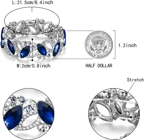 Flyonce Wedding Bridal Marquised Rhinestone Crystal Elastic Stretch Bracelets for Women Girls in Saudi Arabia