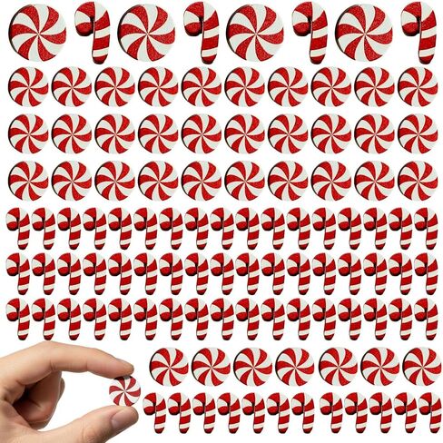 60 قطعة من زينة عيد الميلاد الصغيرة الساحرة الخشبية ذات الظهر المسطح للحرف اليدوية، وإكليل العطلات وزخارف شجرة عيد الميلاد، ومستلزمات حفلات سجل القصاصات (قصب الحلوى) in Kuwait