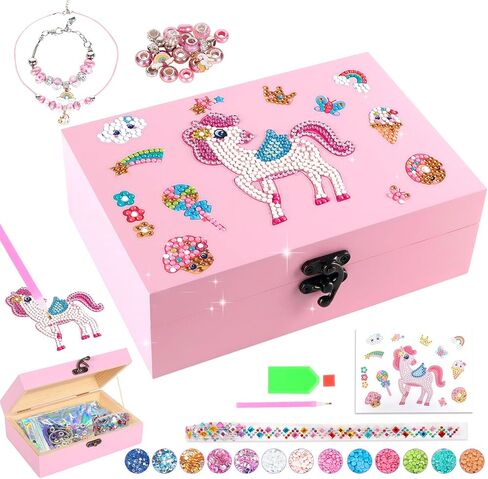 الفنون والحرف اليدوية للفتيات من سن 6 إلى 12 عامًا من PinkSheep، صندوق مجوهرات على شكل فراشة للفتيات، صندوق تذكار الكنز DIY مع قلادة وسوار يجعلها مجموعة هدية in Kuwait