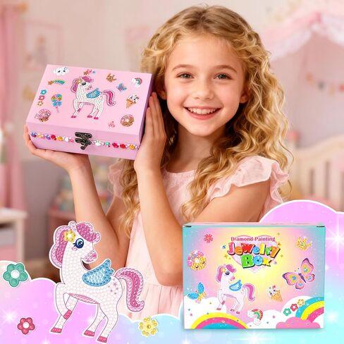 الفنون والحرف اليدوية للفتيات من سن 6 إلى 12 عامًا من PinkSheep، صندوق مجوهرات على شكل فراشة للفتيات، صندوق تذكار الكنز DIY مع قلادة وسوار يجعلها مجموعة هدية in Kuwait