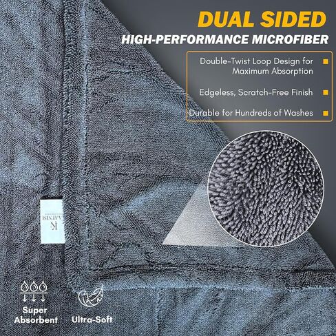 Premium Microfiber Car Drying Towel - 50x80cm - 1200GSM - Dual Sided, Super Absorbent in Saudi Arabia