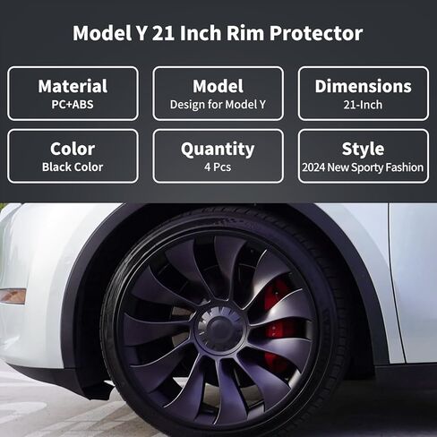 Wheel Rim Protector for Tesla Model Y (2020-2024) 21 inch Wheels Protectors 4PCS ABS Rim Guard Cover - Easy to Install Car Protection Tire Trim Rings for Car Hubcaps Exterior Accessories in Kuwait