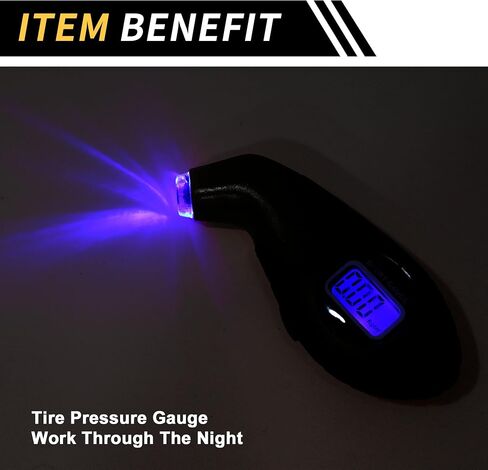 Digital Display Tire Pressure Gauge 0-140psi Regular Air Pressure Gauges for Tires LED Lights Battery 1 Pcs Winters Tire Pressure Gauge in Saudi Arabia
