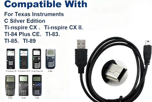قطعتان من كابل شاحن USB صغير لآلة حاسبة TI-84 Plus CE، شحن بديل 3.3 قدم متوافق مع TI-84 Plus، TI-84 Plus CE، TI-Nspire CX، TI-83 TI-85 TI-89 - شحن متين وسريع in Saudi Arabia