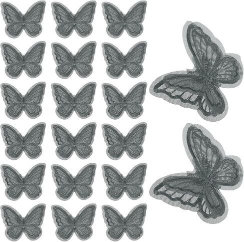 2" Butterfly Applique, 20 Pcs Butterfly Patches Fabric Butterflies 2-Layer Organza Lace Trim Embroidery, Best for Hair Decorative/Wedding Dress/Sewing DIY Craft, Red in Saudi Arabia