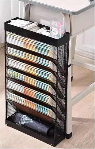 Rolling Book Cart Organizer Desk Storage Trolley Floor-Standing Metal Bookshelf/Corner Display Rack Magazine Rack Suitable for Narrow Spaces,White,32x10x60cm in Saudi Arabia