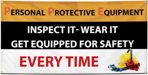 Vinyl Banner Multiple Sizes Personal Protective Equipment Safety Industrial & Craft Outdoor Weatherproof Industrial Yard Signs Black 4 Grommets 16x40Inches in Saudi Arabia