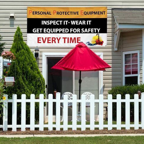 Vinyl Banner Multiple Sizes Personal Protective Equipment Safety Industrial & Craft Outdoor Weatherproof Industrial Yard Signs Black 4 Grommets 16x40Inches in Saudi Arabia