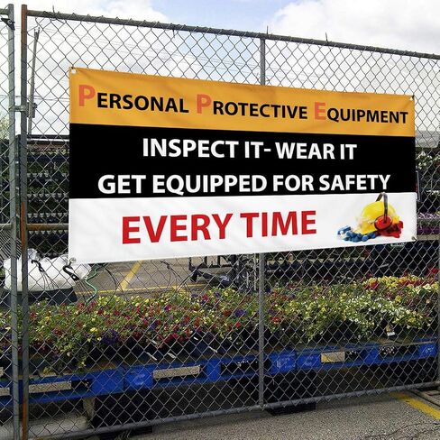 Vinyl Banner Multiple Sizes Personal Protective Equipment Safety Industrial & Craft Outdoor Weatherproof Industrial Yard Signs Black 4 Grommets 16x40Inches in Saudi Arabia