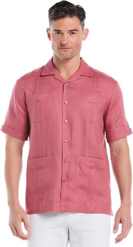 Cubavera Men's 100% Linen Four-Pocket Short Sleeve Button-Down Guayabera Shirt (Size Small - 5X) in Kuwait