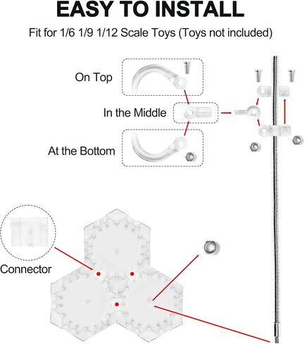 eZAKKA Action Figure Stand for 1/6 1/9 1/12 Scale Figures, Figure Display Stand for Gundam 12", 8", 6" HG/RG/SD with Screwdriver, 2 Pack in Saudi Arabia