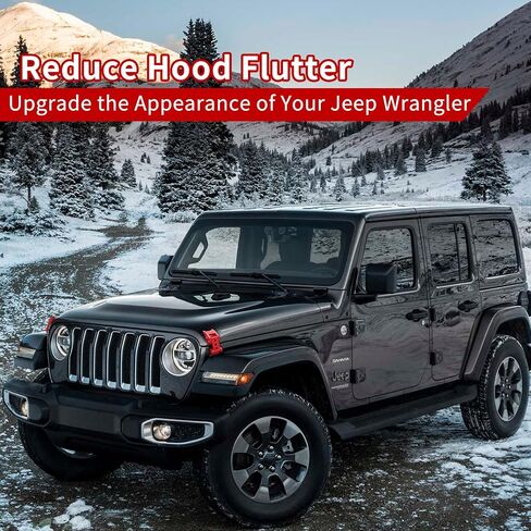 مزلاج غطاء محرك السيارة الأحمر متوافق مع Jeep Wrangler 2007-2018 JK JKU، 2018-2025 JL JLU، 2020-2025 Gladiator JT، زوج واحد in Kuwait