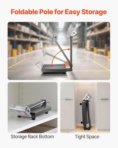 مقياس منصة رقمي للحوسبة من VEVOR، تحميل 220 رطل، دقة 0.04 رطل، مقياس أرضي إلكتروني مع LB/KG، Tare، حاسبة السعر، مصدر طاقة AC/DC، مناسب للأمتعة، الشحن، الطرود، البريد in Kuwait