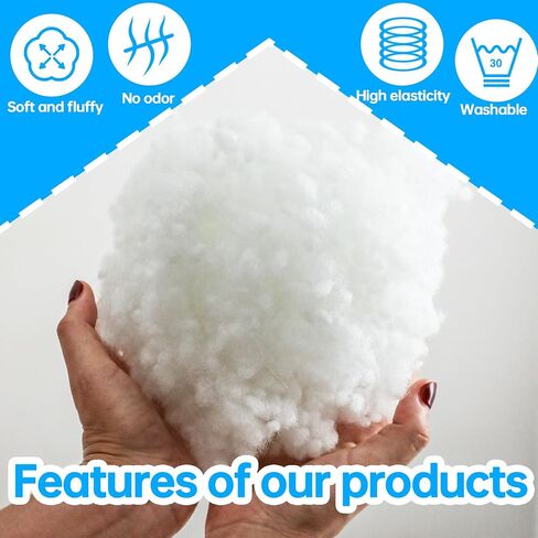 Premium High-Loft Polyester Fiber Fill -Ultra Soft & Hypoallergenic Stuffing for Pillows, Stuffed Animals,DIY Crafts, Cushions-Non-Clumping,High Resilience Pillow Stuffing Material (60g/2.1oz) in Saudi Arabia