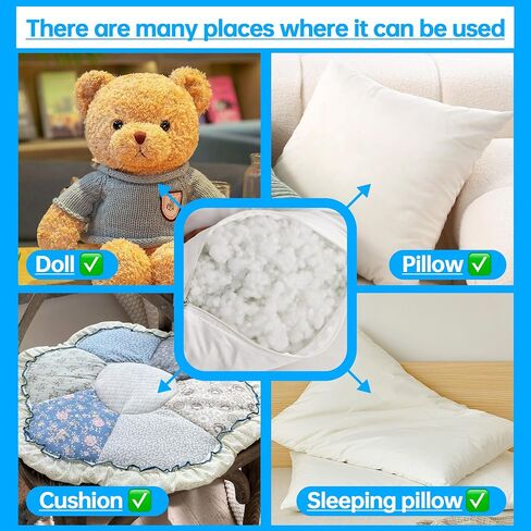 Premium High-Loft Polyester Fiber Fill -Ultra Soft & Hypoallergenic Stuffing for Pillows, Stuffed Animals,DIY Crafts, Cushions-Non-Clumping,High Resilience Pillow Stuffing Material (60g/2.1oz) in Saudi Arabia