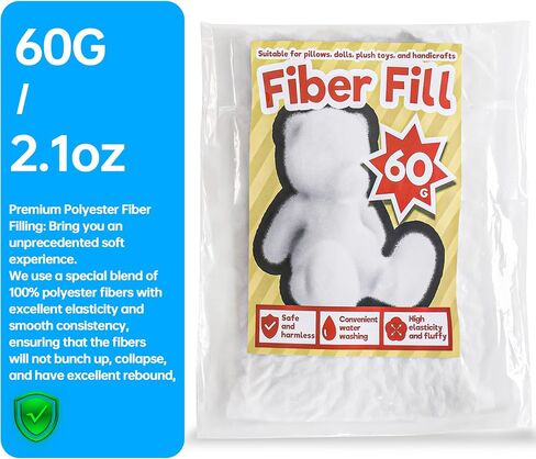 Premium High-Loft Polyester Fiber Fill -Ultra Soft & Hypoallergenic Stuffing for Pillows, Stuffed Animals,DIY Crafts, Cushions-Non-Clumping,High Resilience Pillow Stuffing Material (60g/2.1oz) in Saudi Arabia