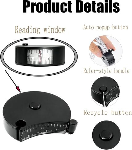 Body Measuring Tape, 60" Dual - Scale Measuring Tape for Body Measurements - Automatic Retractable or Fitness, Tailoring & Body Waist/Chest/Hip Measurement in Saudi Arabia