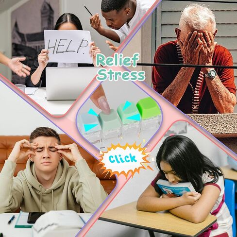 4 PCS Keyboard Fidget Toy, Keyboard Fidget Keychain 4-in-1 Keyboard Decompression Button Finger Clicker Toys, Button Stress Relief Fidget Gifts (Colorful) in Saudi Arabia