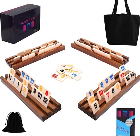 Rummy Cube Game Original - Rummy Cube Game 2-6 Players with 160 Tiles and 6 Wooden Racks - Classic Board Games for Family and Party in Saudi Arabia